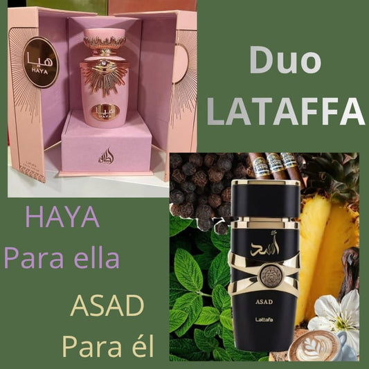 DUO UNISEX LATTAFA HAYA - ASAD 100% ORIGINALES FEMENINA-MASCULINA DE LUJO